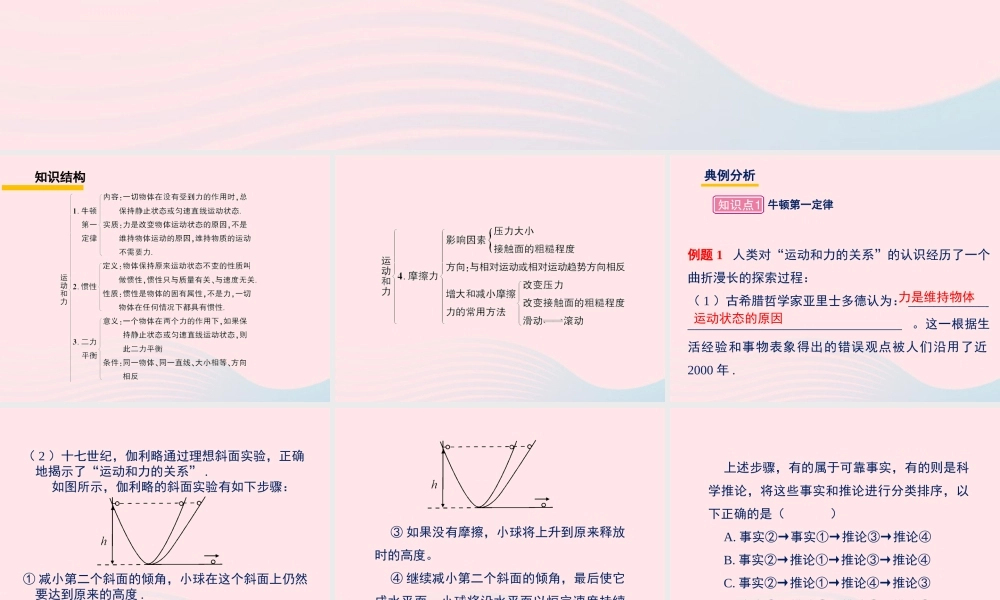 春八年级物理下册 第八章 力与运动复习训练课件 (新版)教科版 课件