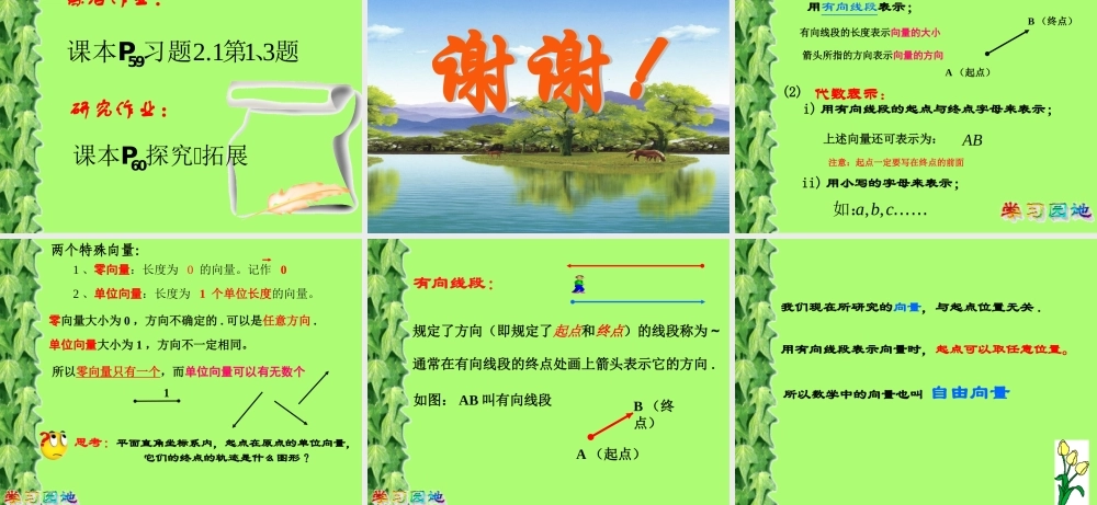 高二数学向量的概念及表示 新课标 苏教版必修4 课件