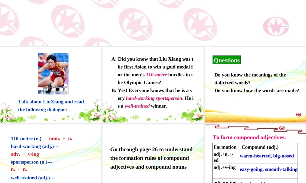 高中英语 Unit2 Sporting events Word power1精品课件 牛津译林版必修4 课件