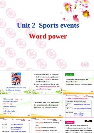 高中英语 Unit2 Sporting events Word power1精品课件 牛津译林版必修4 课件