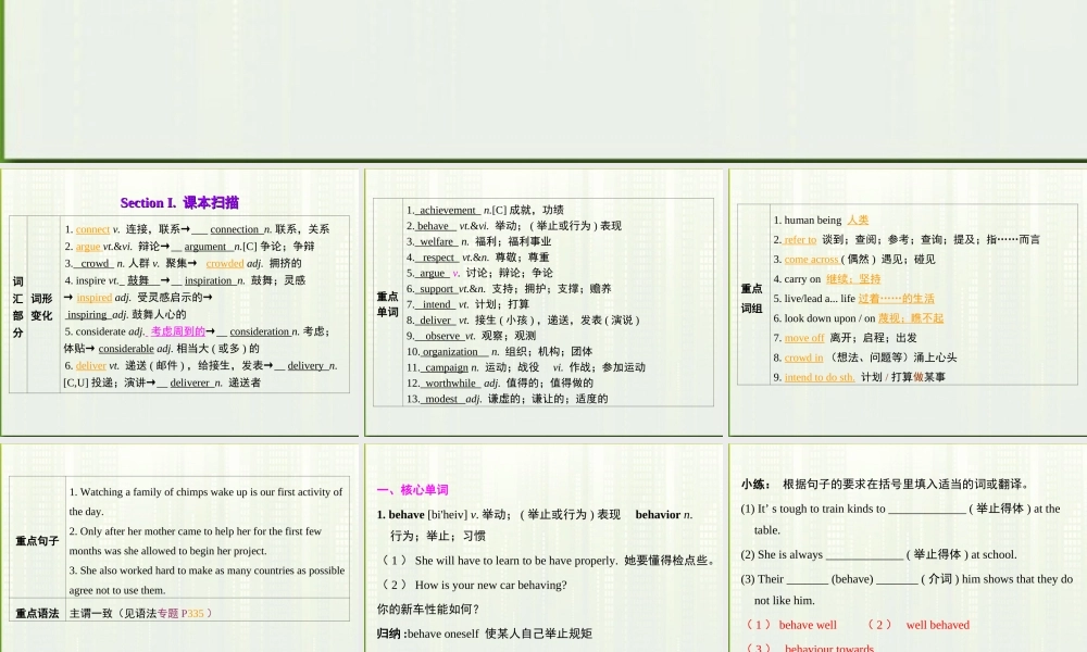 高考英语第一轮复习 第一部分课文 Module 4 Unit 1 Women of achievement课件