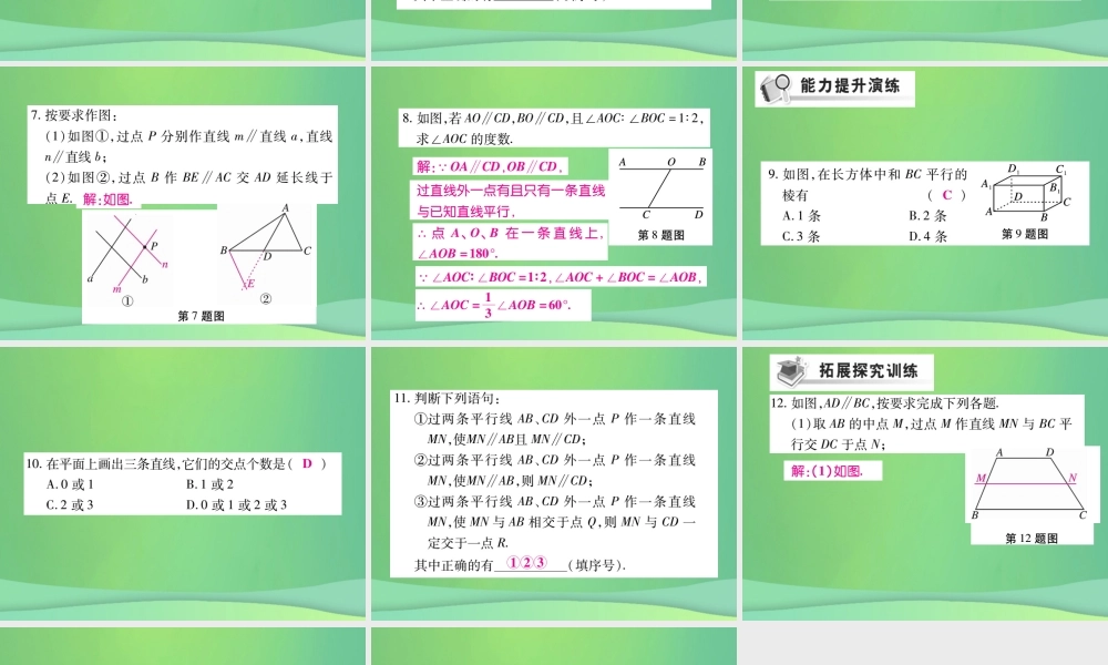 秋七年级数学上册 第5章 相交线与平行线 5.2 平行线 5.2.1 平行线练习课件 (新版)华东师大版 课件