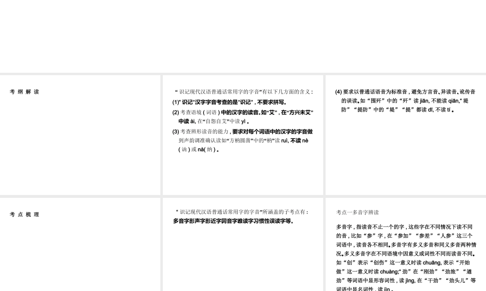 高中语文 识记现代汉语普通话常用字的字音课件