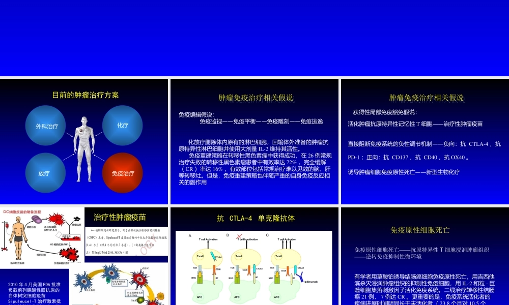 肿瘤的免疫治疗和疗效评价