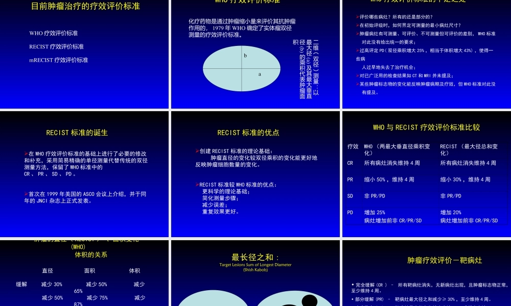 肿瘤的免疫治疗和疗效评价