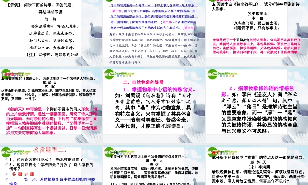 高考语文专题复习 诗歌鉴赏-形象课件 新人教版 课件