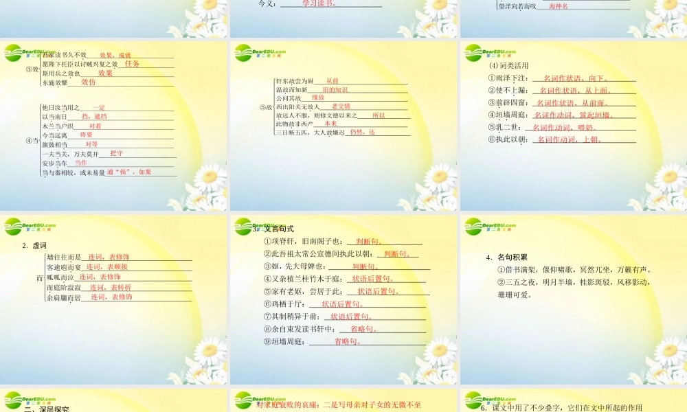 高中语文 自读文本项脊轩志同步教学课件(2课时) 鲁人版必修3 课件