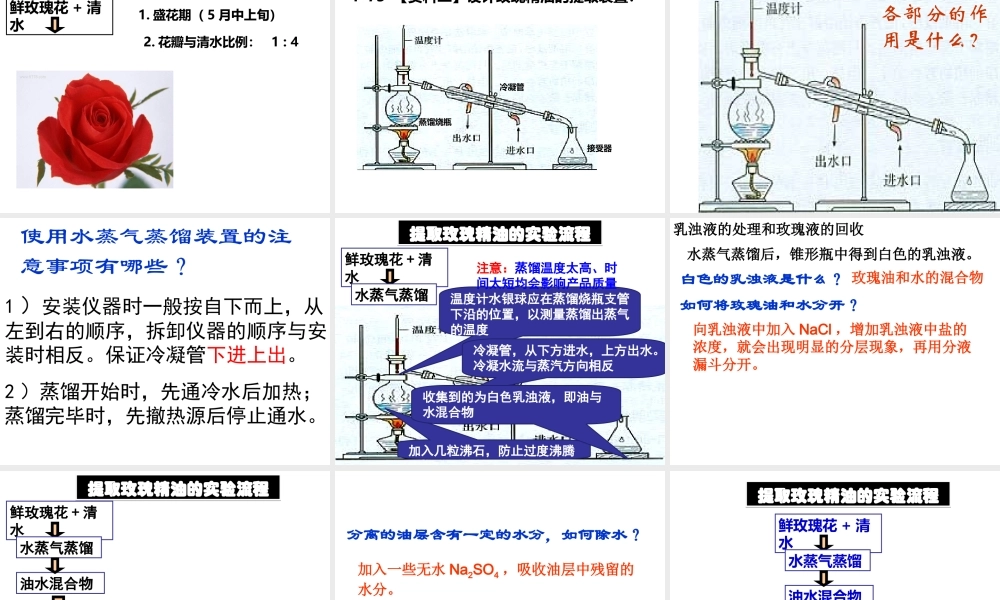 边做边学水蒸气蒸馏法提取橘皮中的芳香油