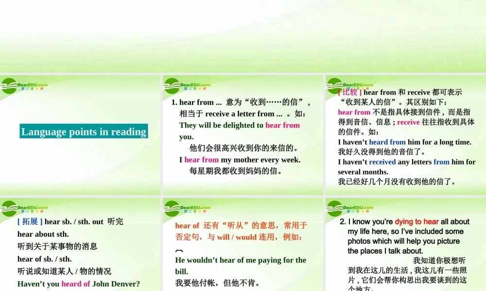 高中英语 Unit 4 Sharing-Language points课件 新人教版选修7 课件