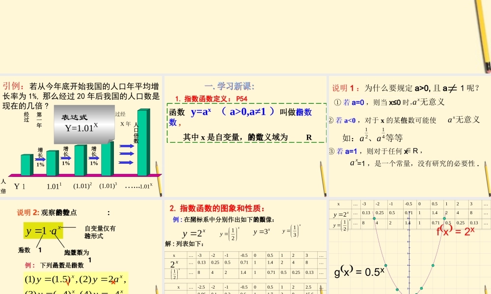高中数学 212指数函数及性质(1)课件 新人教A版必修1 课件
