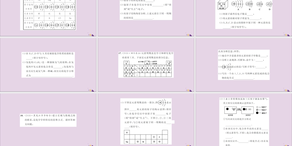 湖北省中考化学一轮复习 课后训练六 元素习题课件