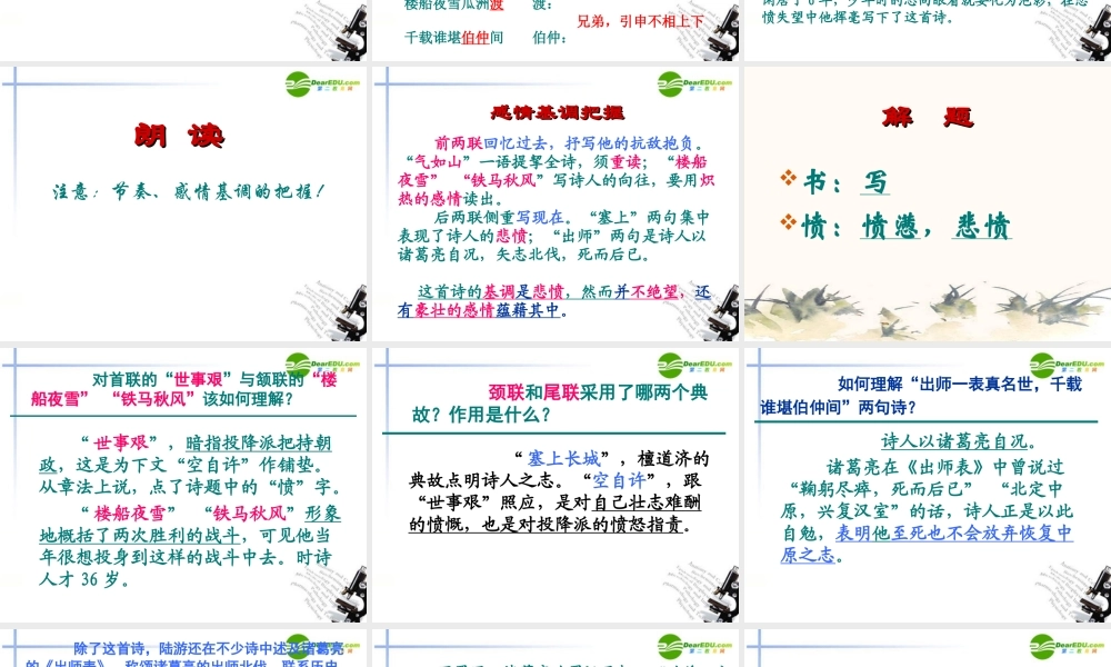 高中语文 28(书愤)课件(4) 语文版必修3 课件