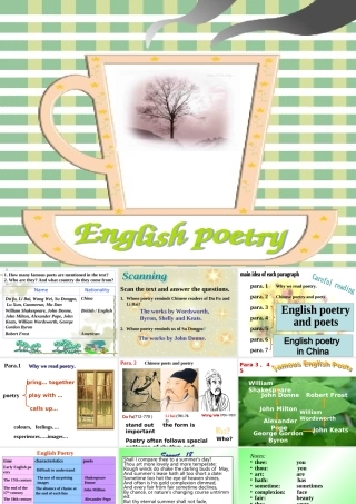 高二英语Unit4 A Garden of Poems  reading课件