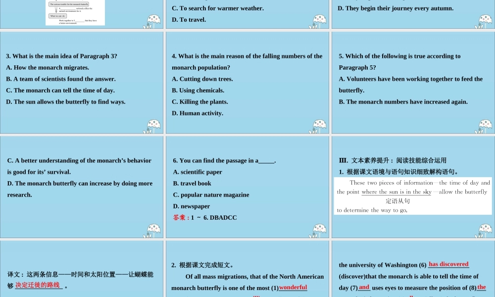 高中英语 Unit 5 Into the wild Starting out  Understanding ideas课件 外研版必修1 课件