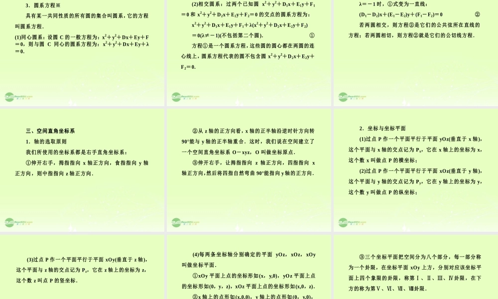 高考数学总复习 8-3 直线、圆与圆的位置关系及空间直角坐标系课件 新人教B版 课件