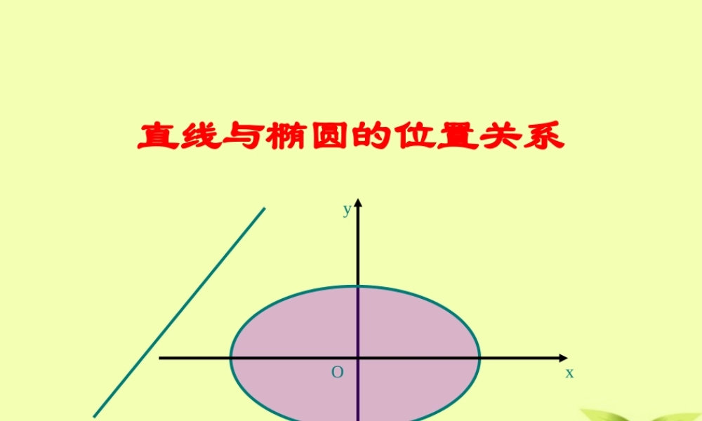 高中数学(直线与椭圆位置关系))课件(二) 新人教版选修2-1 课件