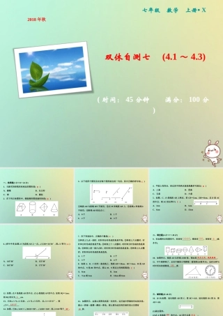 秋七年级数学上册 双休自测七(4.1 4.3)课件 (新版)湘教版 课件