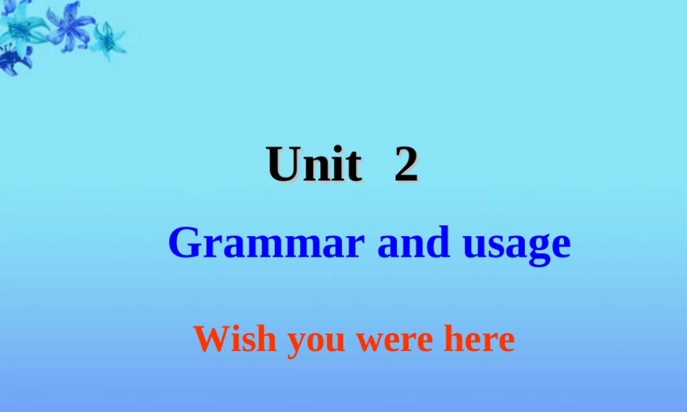 高中英语 Unit2 Wish you Were here Grammar and usage 2精品课件 牛津译林版必修2 课件