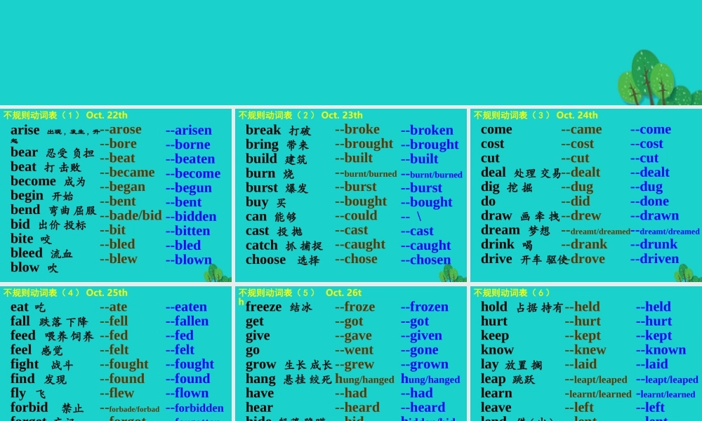 高三英语一轮复习 不规则动词表课件