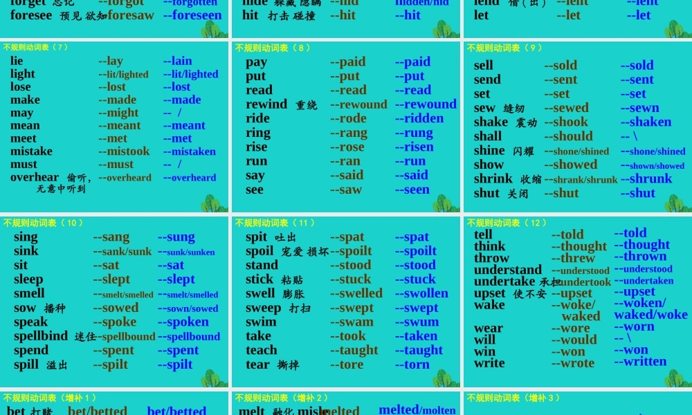 高三英语一轮复习 不规则动词表课件