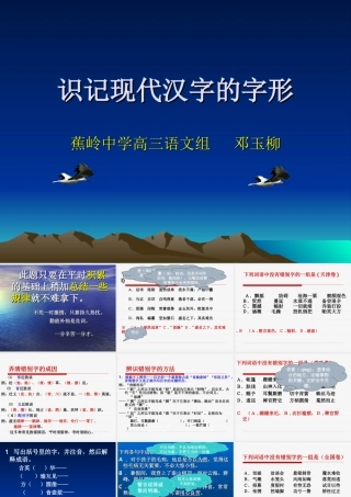 高考语文识记现代汉字的字形课件