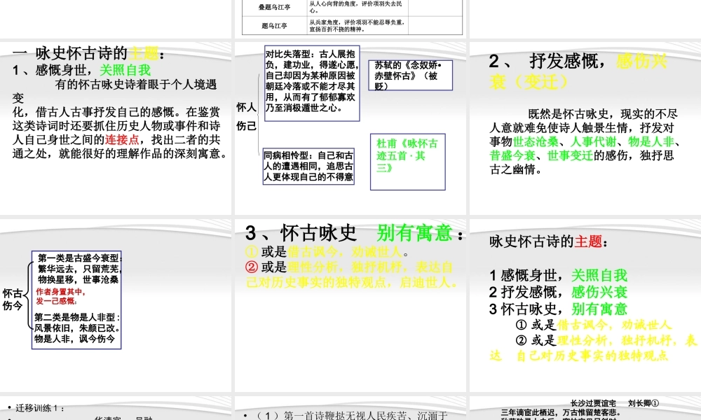 高三语文 咏史怀古诗鉴赏复习课件