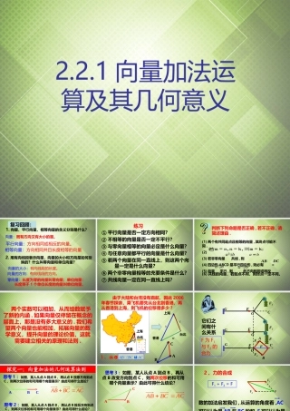 高中数学 2.2.1向量加法运算及其几何意义课件 新人教版必修4 课件