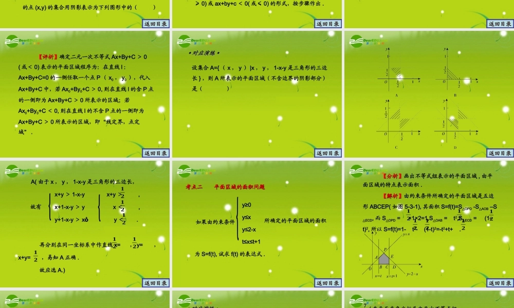 高考数学一轮 二元一次不等式(组)及简单的线性规划问题-不等式 精品课件