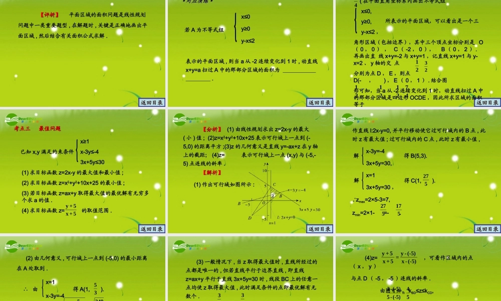 高考数学一轮 二元一次不等式(组)及简单的线性规划问题-不等式 精品课件