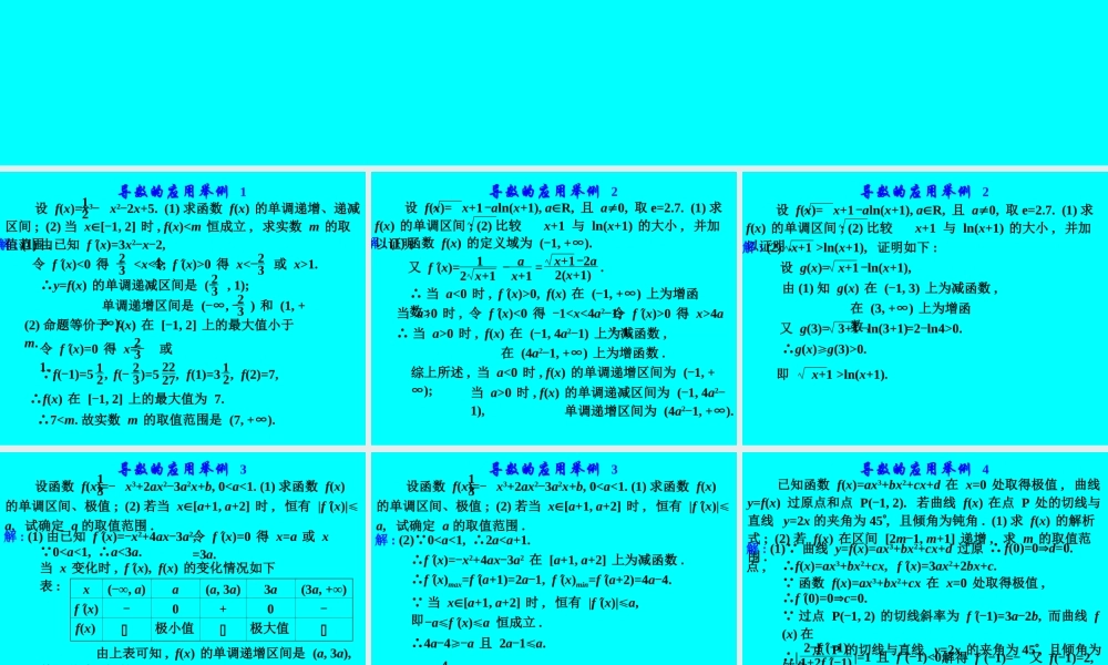 高考数学专题复习精课件—导数的应用(2)(理) 课件