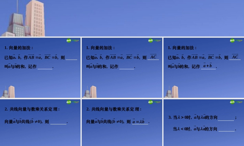 高中数学 223向量数乘运算及其几何意义—习题课课件 新人教A版必修4 课件