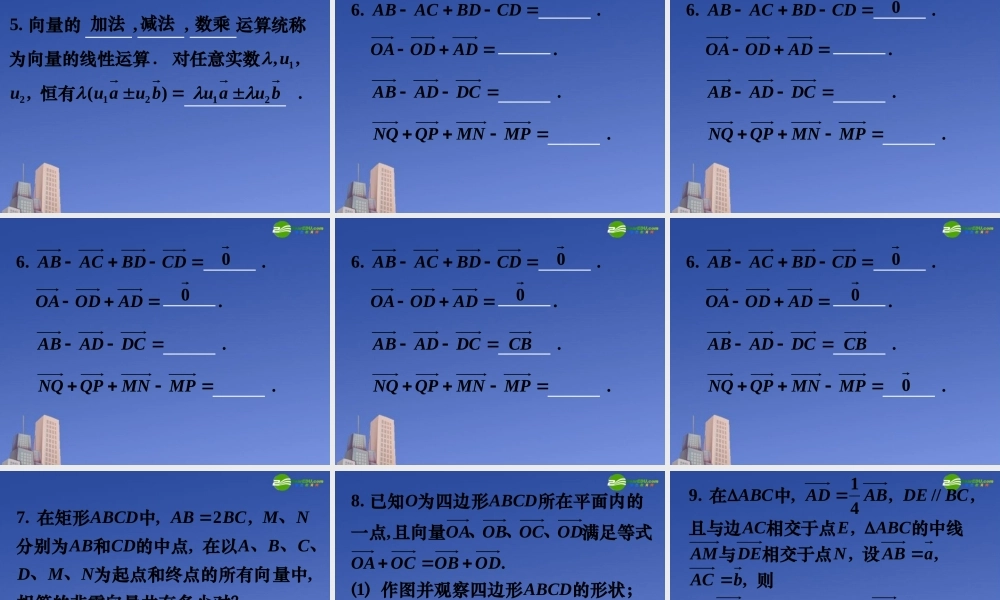 高中数学 223向量数乘运算及其几何意义—习题课课件 新人教A版必修4 课件