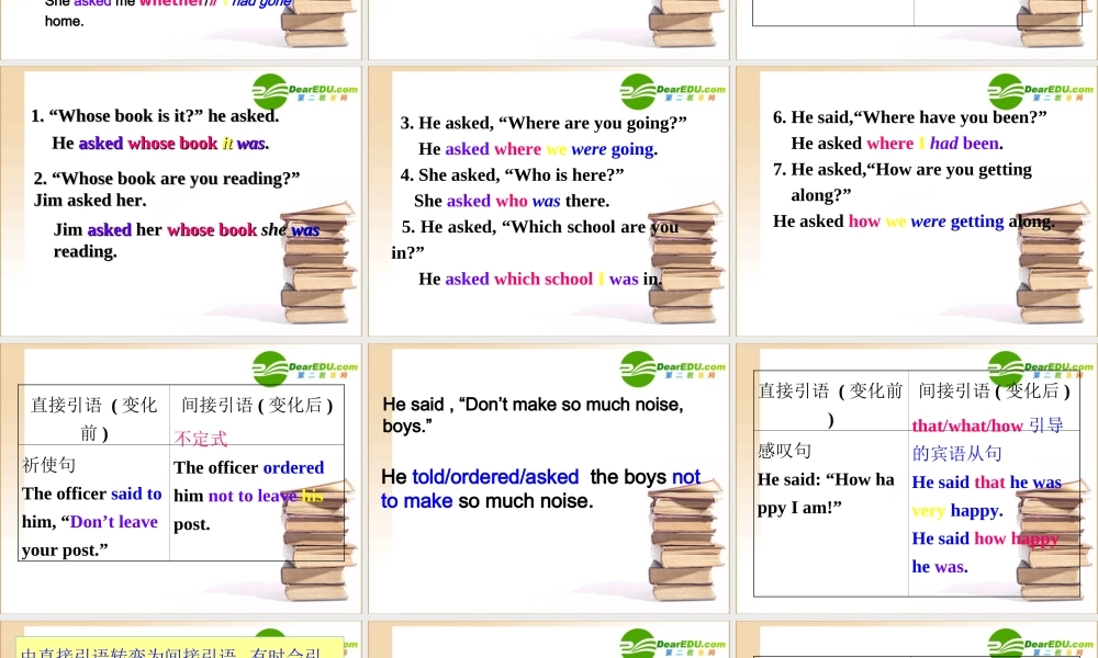 高中英语 直接引语和间接引语课件 新人教版必修1 课件