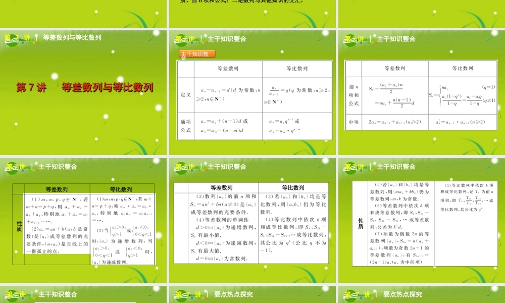 高考数学专题2：数列 文 大纲人教版 课件