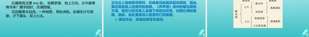 高中语文第十一专题醉花阴课件苏教版选修唐诗宋词蚜 课件
