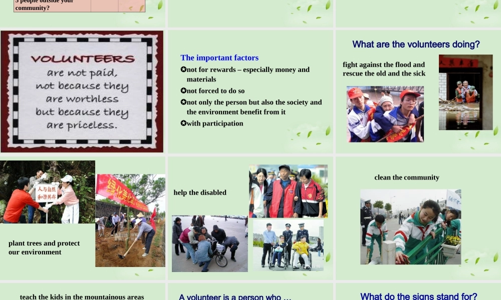 高中英语 Unit4 warming up教学课件 新人教版必修7 课件