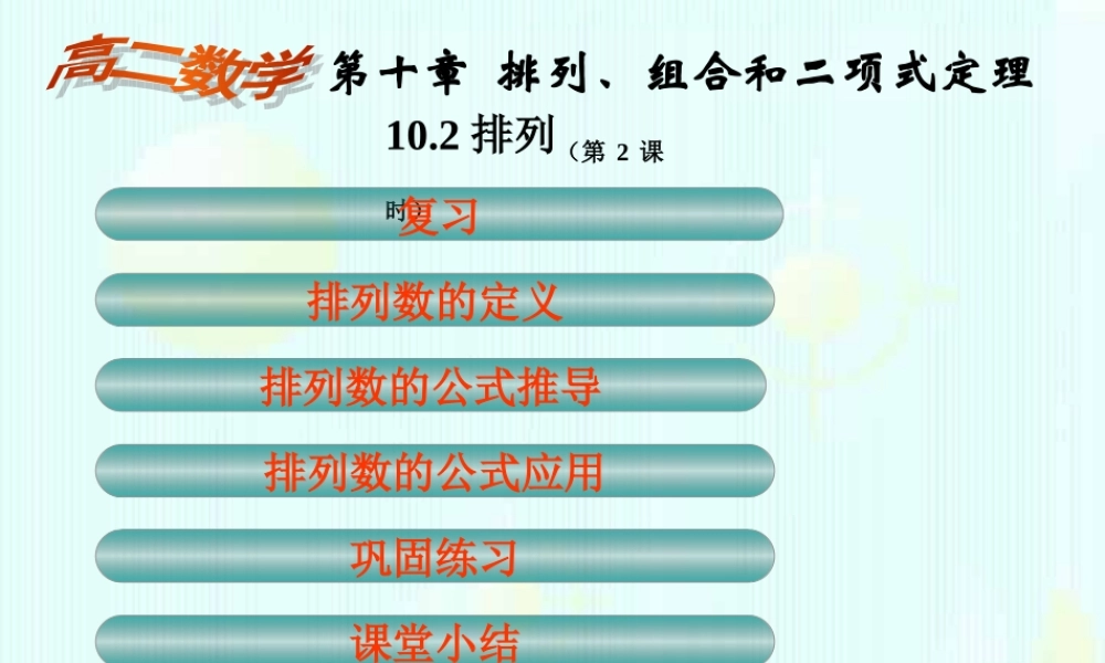 高二数学排列多媒体辅助教学公开课 课件