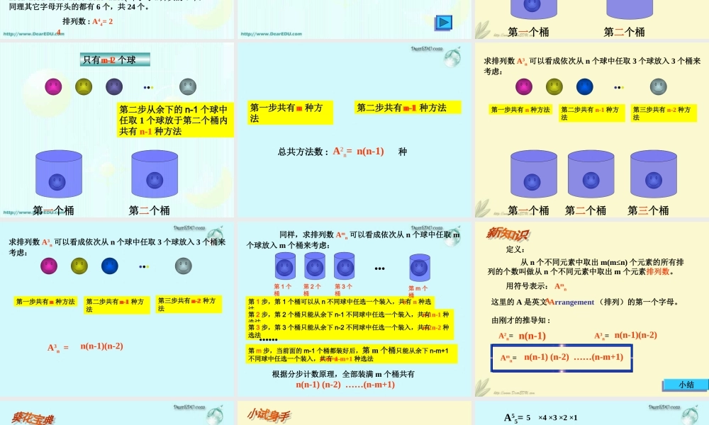 高二数学排列多媒体辅助教学公开课 课件