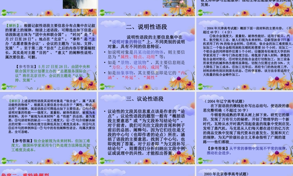 高考语文复习 压缩语段——解题规律课件 新人教版 课件