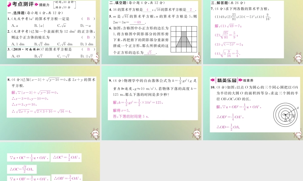 秋八年级数学上册 第2章 实数 2.2 平方根 第1课时 算术平方根作业课件 (新版)北师大版 课件
