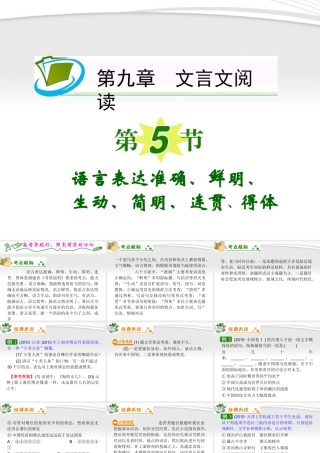 福建专用高考语文一轮复习 第9章第5节 语言表达准确、鲜明、生动、简明、连贯、得体课件 新人教版 课件