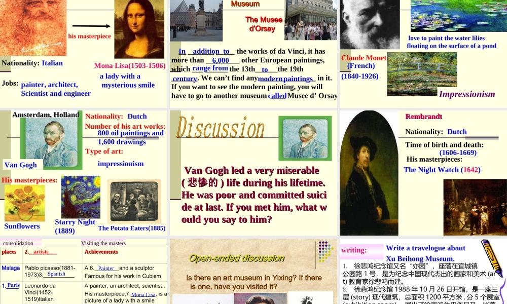 Reading(1)：Visitingthemasters