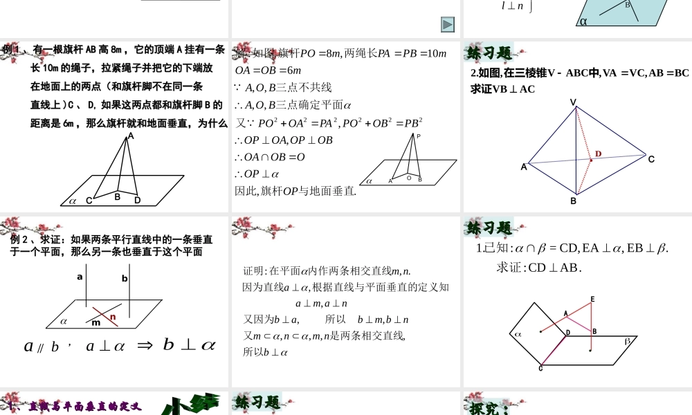 湖南省桃江县高一数学(231直线和平面垂直判定)课件