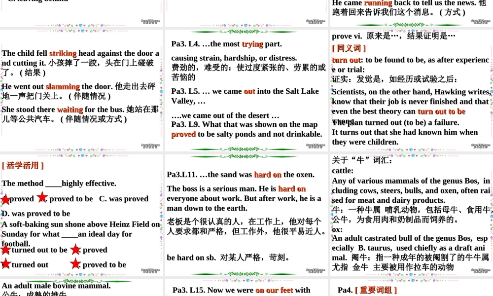 高三英语Unit6 Language points of reading 新课标 人教版 课件