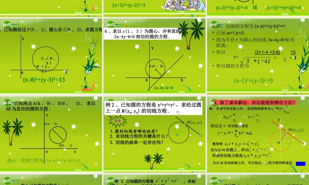高中数学(圆的标准方程)课件3 新人教B版必修2 课件