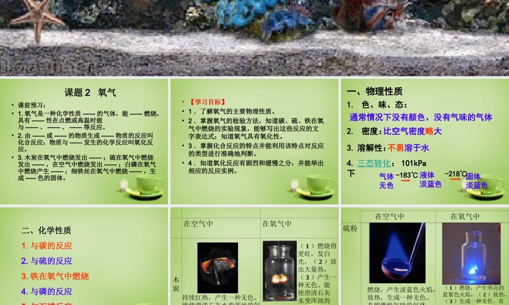 辽宁省灯塔市第二初九年级中学九年级化学上册 2.2 氧气课件 (新版)新人教版 课件