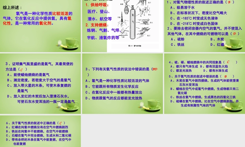 辽宁省灯塔市第二初九年级中学九年级化学上册 2.2 氧气课件 (新版)新人教版 课件