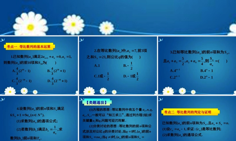 高考数学一轮复习 第五章 第三节 等比数列及其前n项和课件 理 课件
