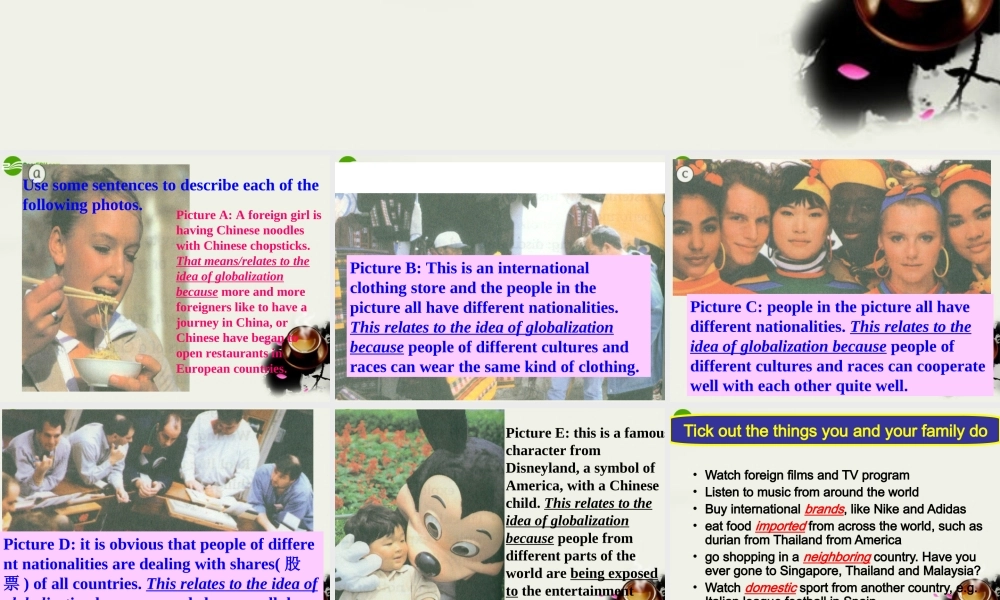 高中英语 Unit25 Going global-Vocabulary and listening课件 北师大版选修9 课件