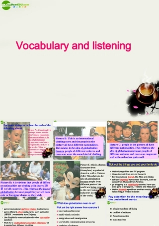 高中英语 Unit25 Going global-Vocabulary and listening课件 北师大版选修9 课件